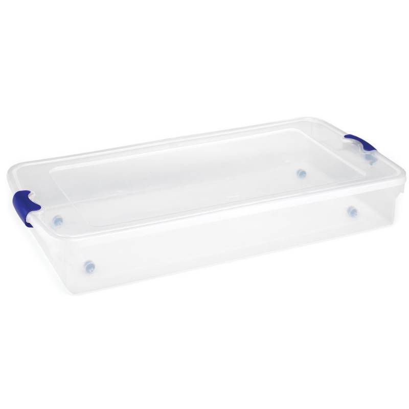 lot 349 image: Homz 60-Qt TwinKing Under Bed Clear Storage Boxes, Set of 2