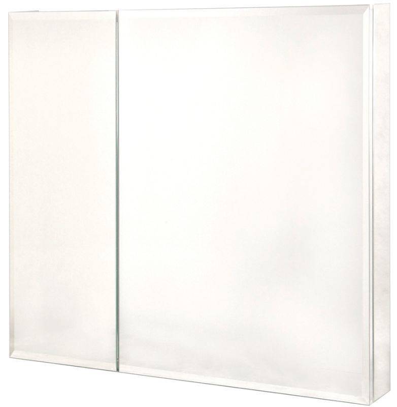 lot 367 image: Pegasus Cabinets 30 in. x 30 in. Recessed or Surface Mount Medicine Cabinet in Bi-View Beveled Mirror silver