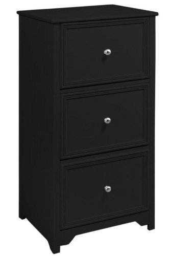 lot 341 image: Oxford Black 3 Drawer File Cabinet with Shelf