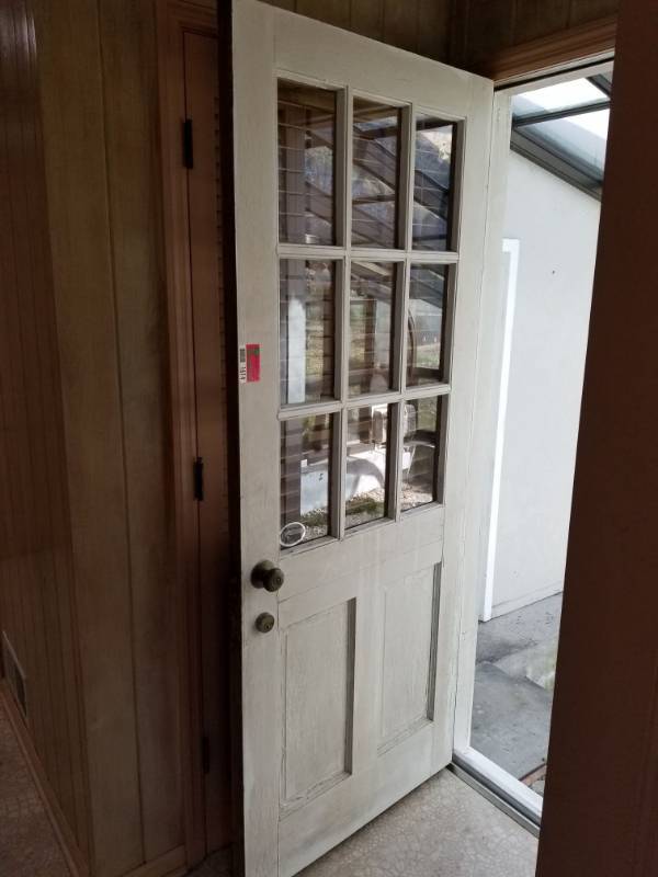 lot 1614 image: Wood Door With Shutters
