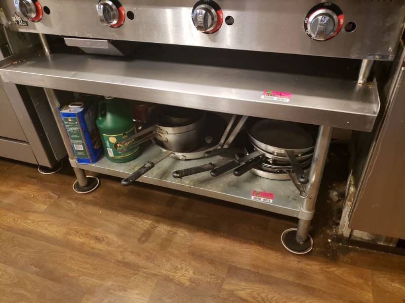 lot 7 image: Stainless Steel Table with Shelf Underneath.