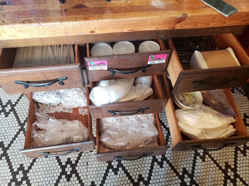 lot 75 image: Silverware, Straws, Napkins, Plastic Lids. and More