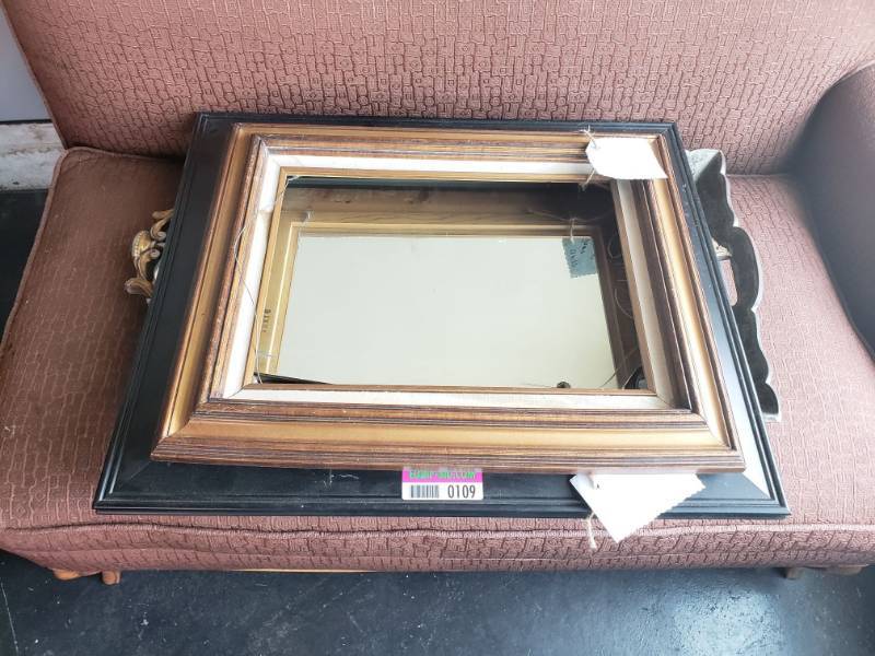 lot 109 image: Antique Frames, Mirror and Serving Tray