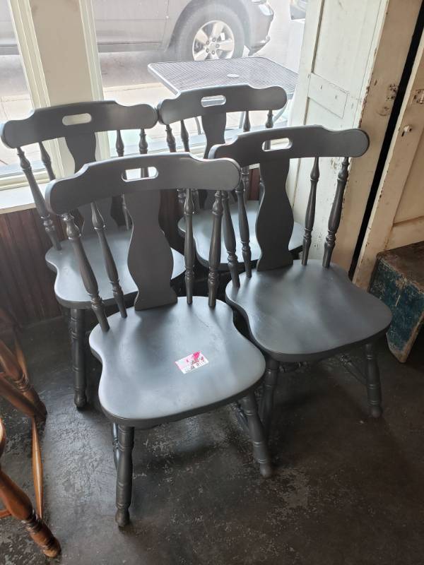 lot 118 image: (4) Grey Wooden Chairs