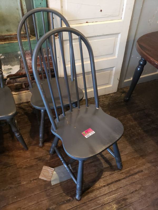 lot 126 image: (2) Grey Wooden Chairs