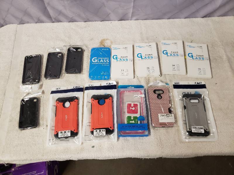 lot 10308 image: Samsung Galaxy S8,  Moto G5, Phone Cases and Glass Protectors and More. NIP