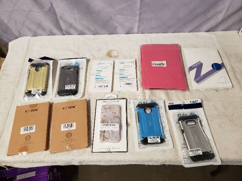 lot 10309 image: Samsung Galaxy S8,  Moto G5, Phone Cases and Glass Protectors and More. NIP