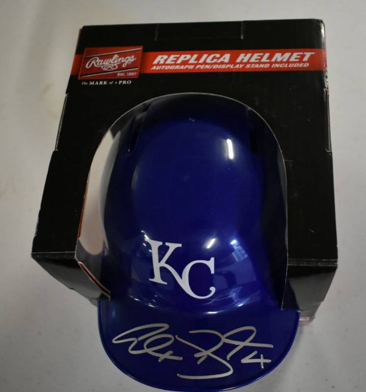 lot 1005 image: Signed Alex Gordon Kansas City Royals Mini Baseball Batting Helmet With Silver Ink Autograph & James Spence Authentication