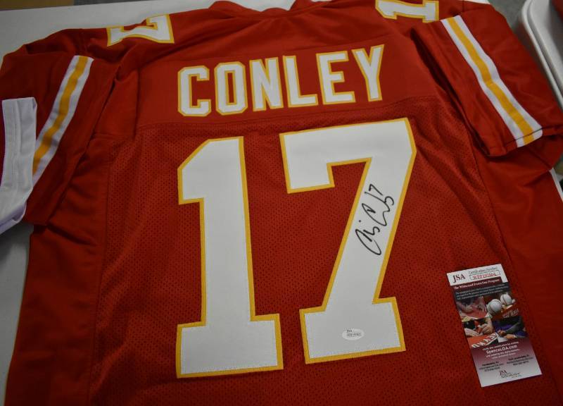 lot 1045 image: Signed Chris Conley Kansas City Chiefs #17 Custom Jersey With James Spence Witnessed Authentication