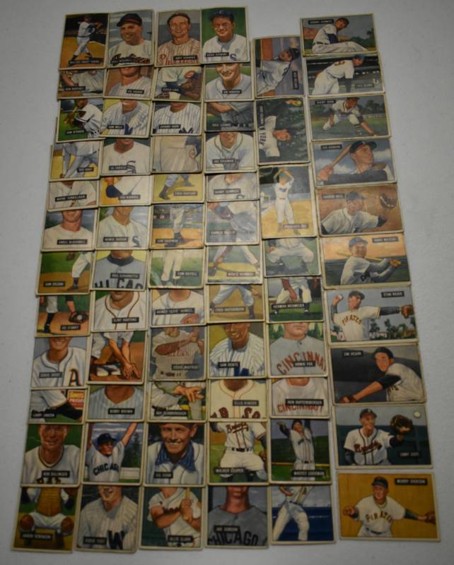 lot 1012 image: Massive Lot of 67 1951 Bowman Baseball Cards - Yankees - Cardinals - Giants High Book Value Over $1,300
