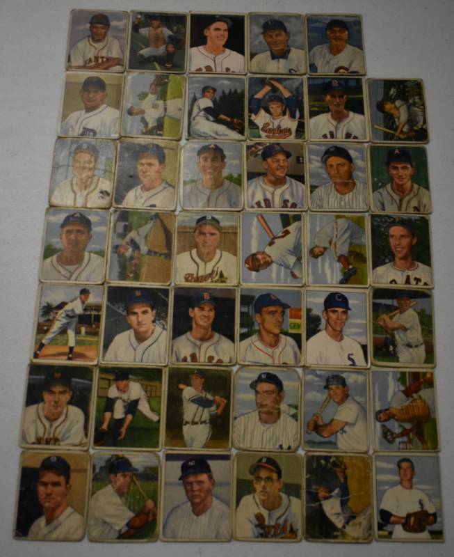 lot 1013 image: Massive Lot of 41 1950 Bowman Baseball Cards - Poor to Very Good Condition - High Book Value Over $2,000