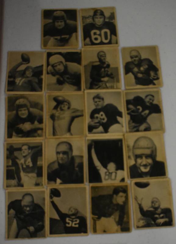 lot 1017 image: Lot of 18 1948 Bowman Original Football Cards - Book Value $525 - Poor to Very Good Condition