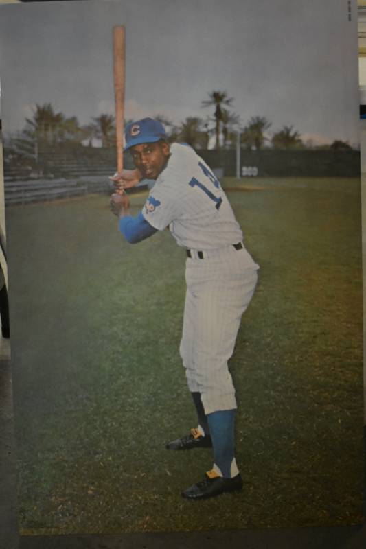 lot 1021 image: Original Vintage 1968 Sports Illustrated Ernie Banks Chicago Cubs Full Sized Poster 24 in x 36 in - Dry Mounted on Foam Board Ready for Framing
