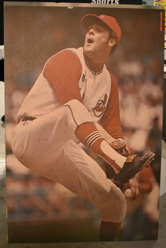 lot 1029A image: Original Vintage 1968 Sports Illustrated Sam McDowell Cleveland Indians Full Sized Poster 24 in x 36 in - Dry Mounted on Foam Board Ready for Framing