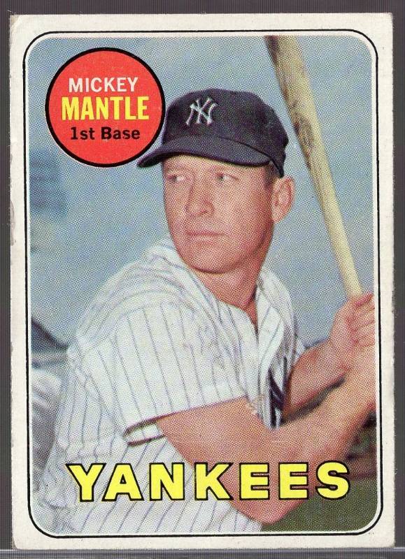 lot 1200 image: 1969 Topps Mickey Mantle #500 Vintage New York Yankees Baseball Card