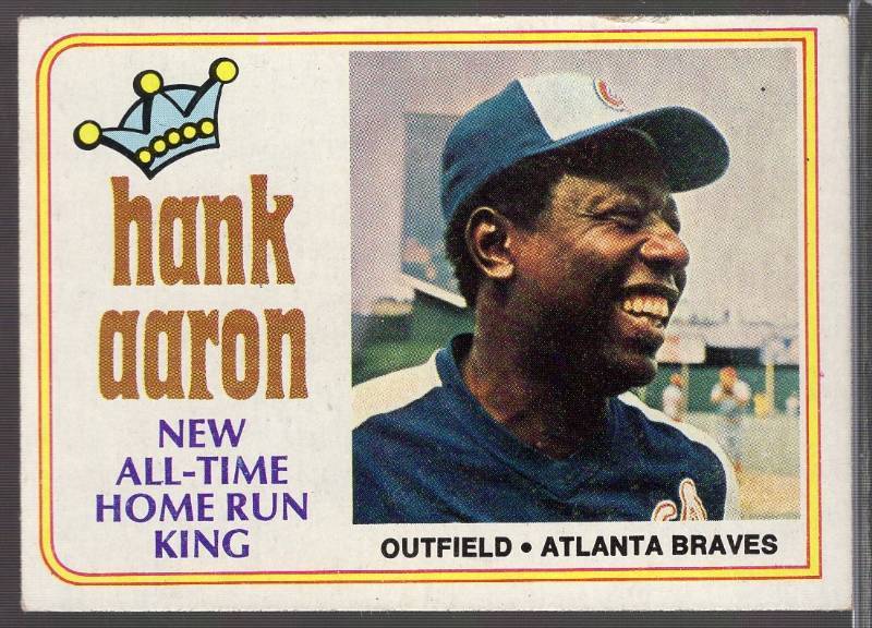 lot 1206 image: 1974 Topps Hank Aaron #1 Home Run Record 715 Braves HOF
