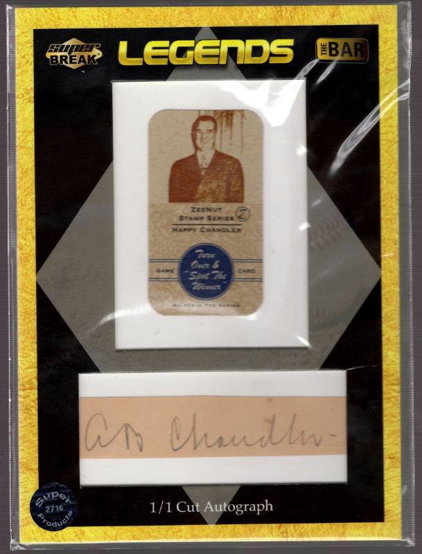 lot 1208 image: Albert Happy Chandler Autograph 11 Cut Signature 5x8 w Baseball Card 1947 Commissioner PSA COA