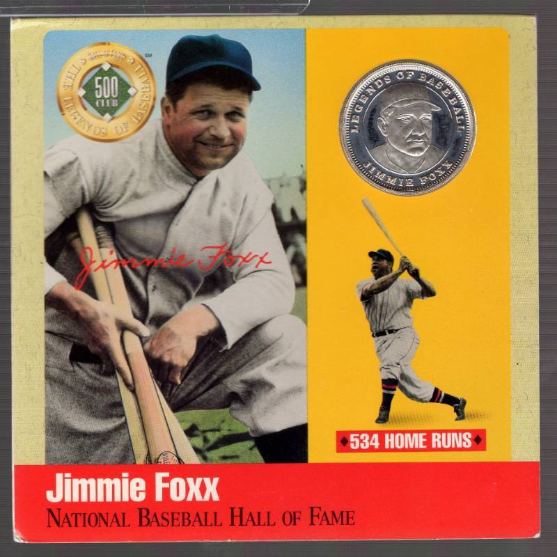 lot 1209 image: Jimmy Foxx .999 Silver Proof 1 oz. Coin Hall of Fame 500 Home Run Club