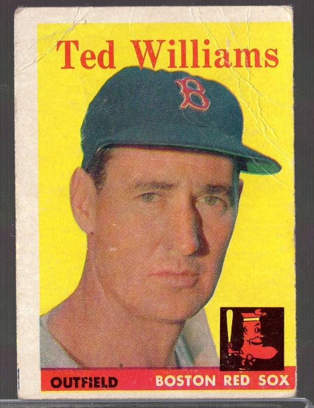 lot 1201 image: 1958 Topps Ted Williams #1 Vintage Boston Red Sox Baseball Card
