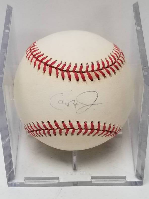 lot 1220 image: Cal Ripken Jr. Autographed Rawlings Official American League Baseball HOF w JSA COA