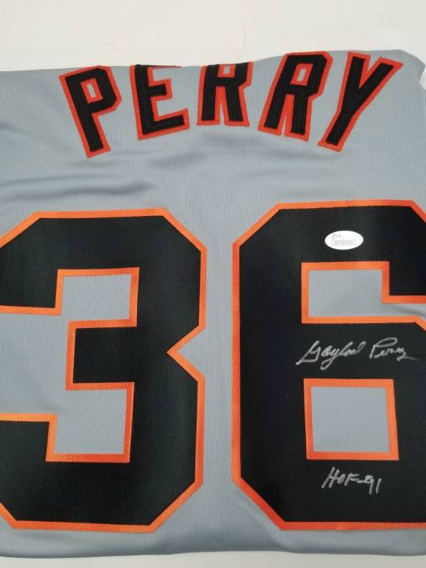 lot 1237 image: Gaylord Perry Autographed San Francisco Giants Replica Jersey w JSA COA