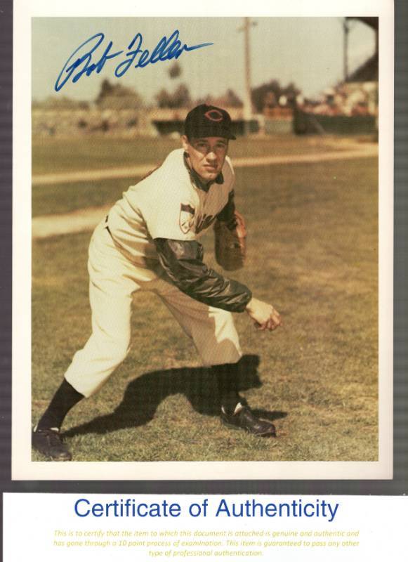 lot 1245 image: Bob Feller Autographed 8x10 Photo Cleveland Indians HOF w COA