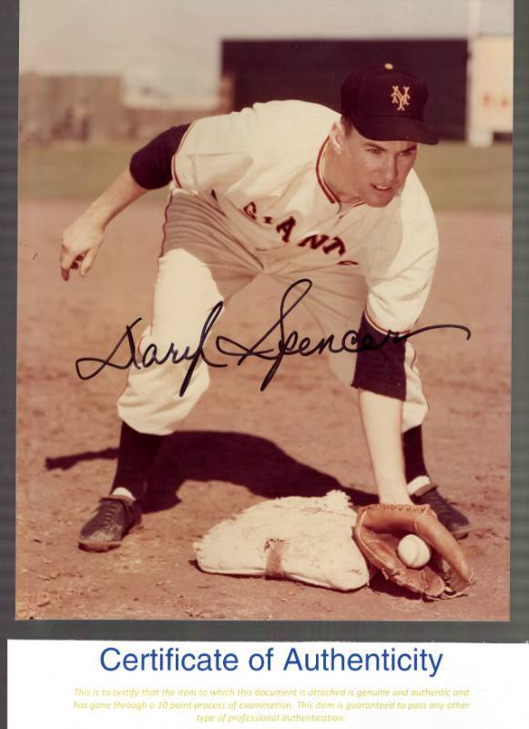 lot 1254 image: Daryl Spencer Autographed 8x10 Photo New York Giants w COA