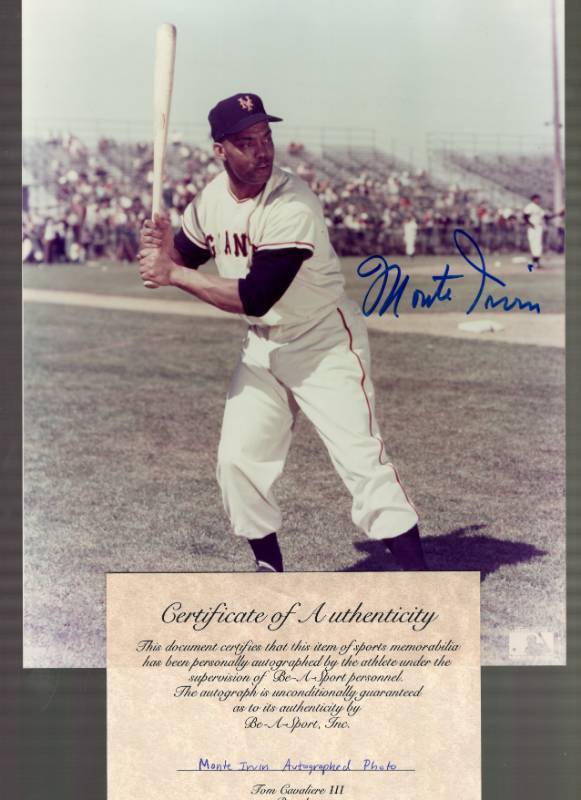 lot 1263 image: Monte Irvin Autographed 8x10 Photo New York Giants w COA