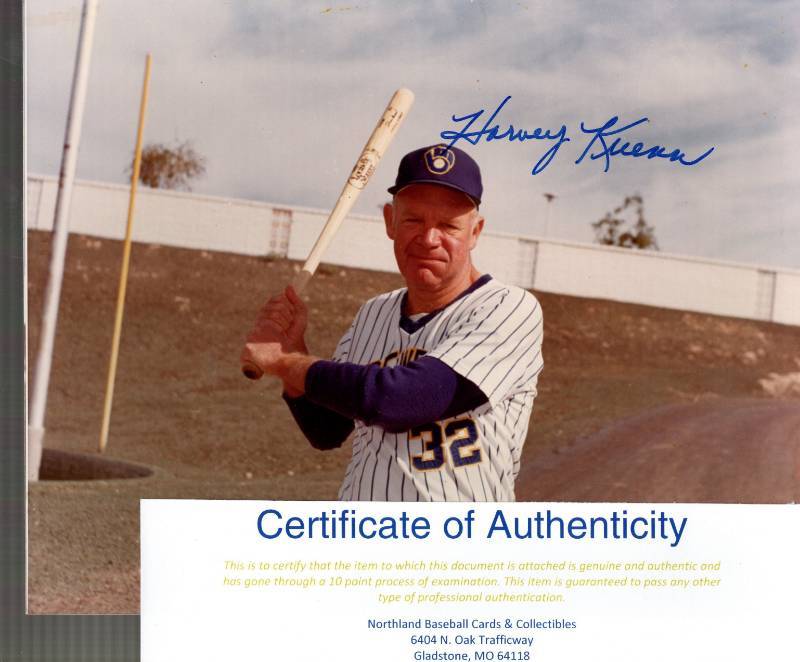 lot 1266 image: Harvey Kuenn Autographed 8x10 Photo Milwaukee Brewers w COA