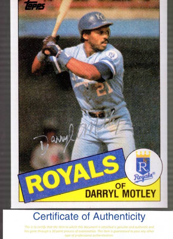 lot 1271 image: Darryl Motley Autographed 8x10 Photo Kansas City Royals w COA