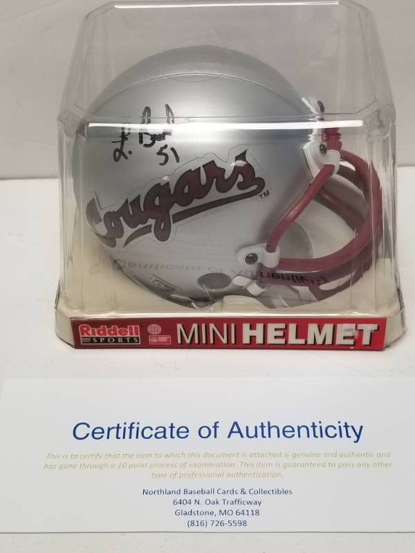 lot 1287 image: Lewis Lew Bush Autographed Washington State Cougars NCAA Riddell Mini Helmet w COA