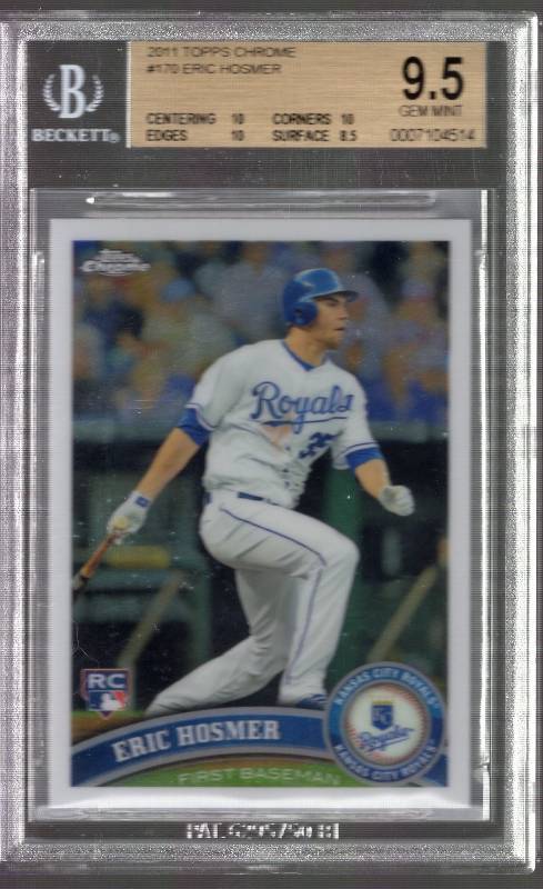 lot 1296 image: 2011 Topps Chrome Eric Hosmer #170 Rookie Graded Beckett BGS 9.5 Gem Mint Royals RC