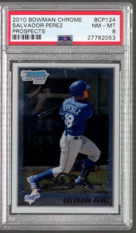 lot 1298 image: 2010 Bowman Chrome Salvador Perez Rookie Card Graded PSA 8 NM-MT