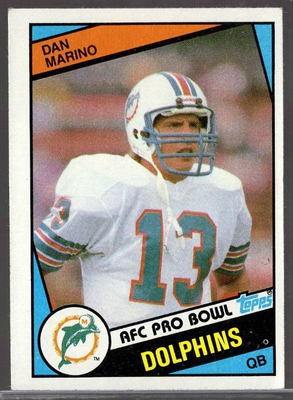 lot 1301 image: 1984 Topps Dan Marino #123 Rookie Card Miami Dolphins HOFer