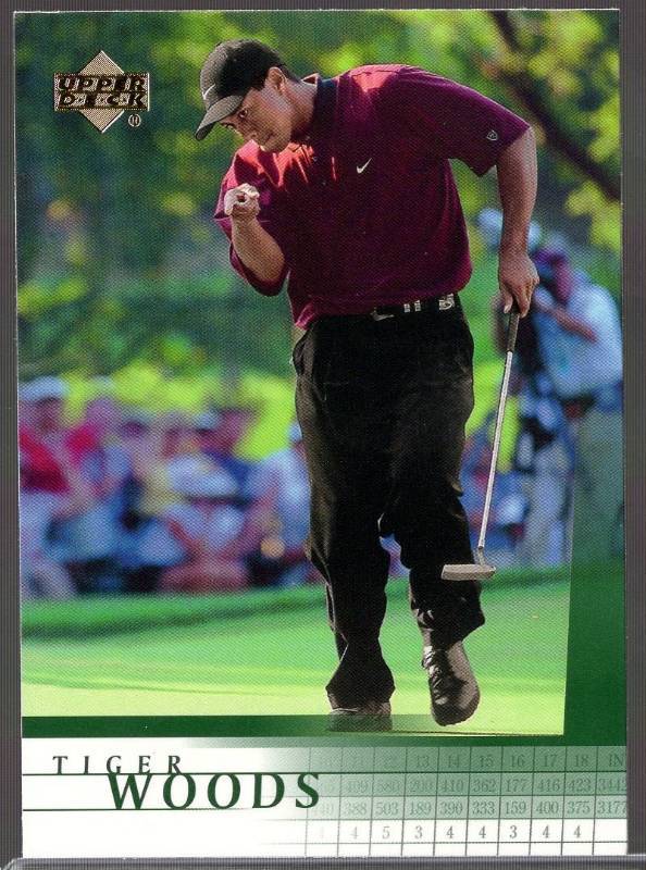 lot 1304 image: 2001 Upper Deck Tiger Woods #1 Rookie Card UD Golf Hot