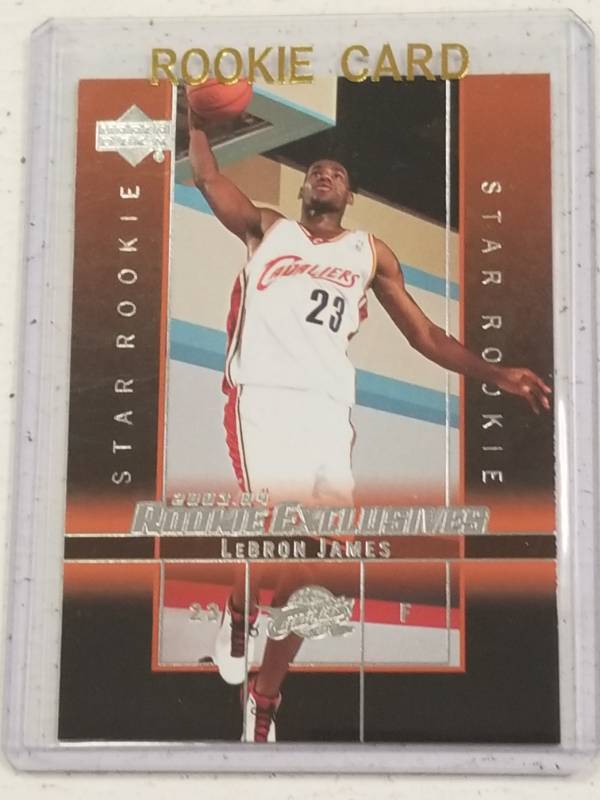 lot 1306 image: 2003 Upper Deck LeBron James #1 Rookie Exclusives Basketball Card