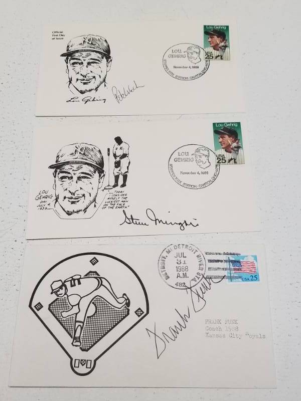 lot 1370 image: Kansas City Royals Autographed Collectors Cachet Envelope Lot of 3 w Steve Mingori & Frank Funk