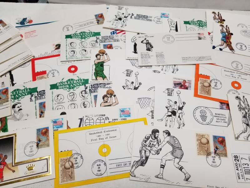 lot 1368 image: Basketball Collectors Cachet Envelope Lot of 45 Limited Edition NBA NCAA