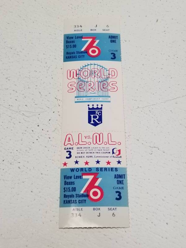 lot 1365 image: 1976 World Series Original Kansas City Royals Unused Phantom Ticket