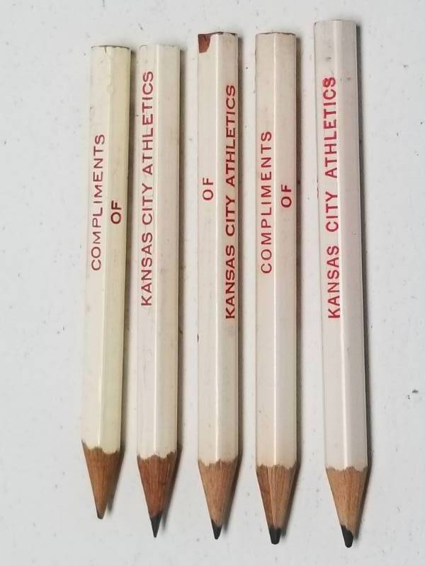 lot 1359 image: Kansas City Athletics Baseball Scorecard Pencils Lot of 5 Total As