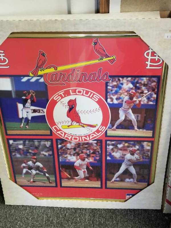 lot 1354 image: 1988 Starline St. Louis Cardinals Baseball 20x16 Framed Poster w Ozzie Smith