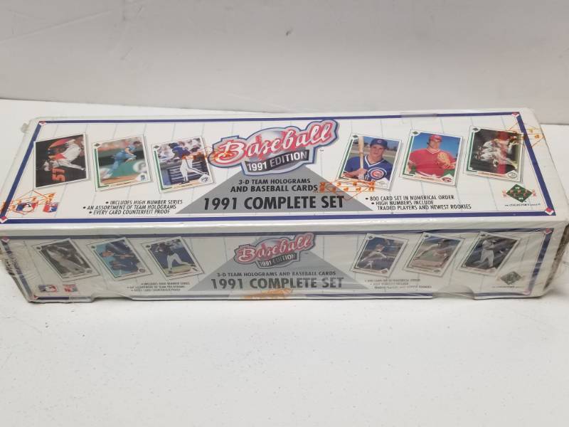 lot 1342 image: 1991 Upper Deck Baseball Complete Factory Sealed 800 Card Set w Team Hologram Stickers