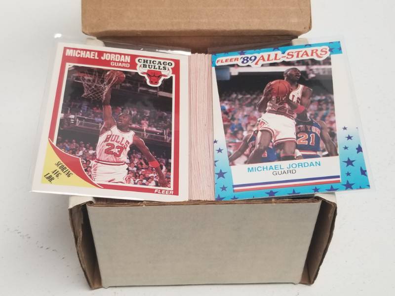 lot 1340 image: 1989 Fleer Basketball Complete 168 Card Set w All-Star Sticker Set Michael Jordan