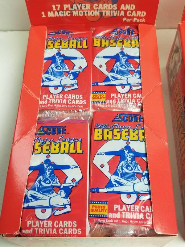 lot 1333 image: 1988 Score Baseball Unopened Wax Pack Boxes Lot of 2 w Rookies & All-Stars