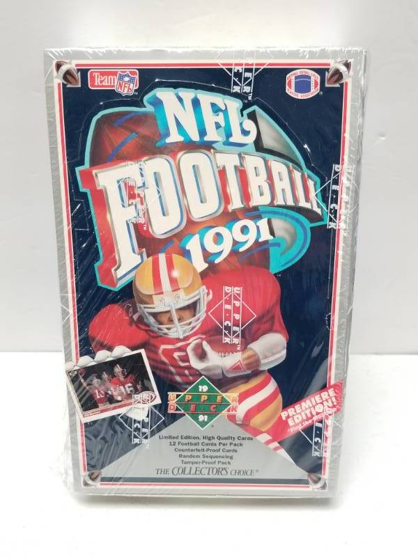 lot 1327 image: 1991 Upper Deck Football Unopened Wax Pack Box 36 Total Brett Favre