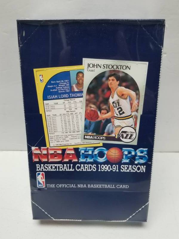 lot 1326 image: 1990 Hoops Series 1 Unopened Wax Pack Box 36 Total Packs Michael Jordan