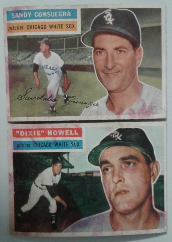 lot 1011X image: Original Lot of Two 1956 Topps Baseball Cards All Chicago White Sox Nice Corner & Edges & ColorSome Staining