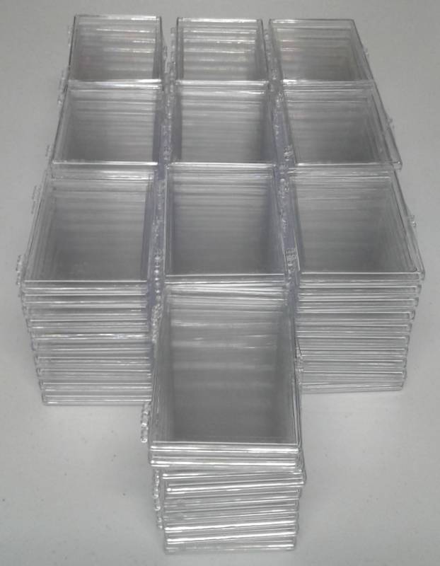 lot 1071 image: 100 Count Like New Acrylic Storage Boxes for Regular Sized Sports Cards - 15 Count Boxes
