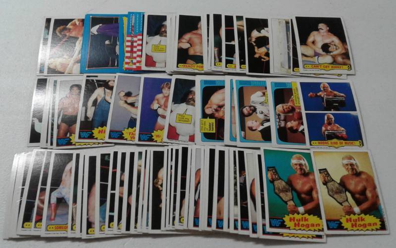 lot 1090 image: Huge Lot of 1985 Topps WWF World Wrestling Federation Trading Cards Including Multiple Hulk Hogan