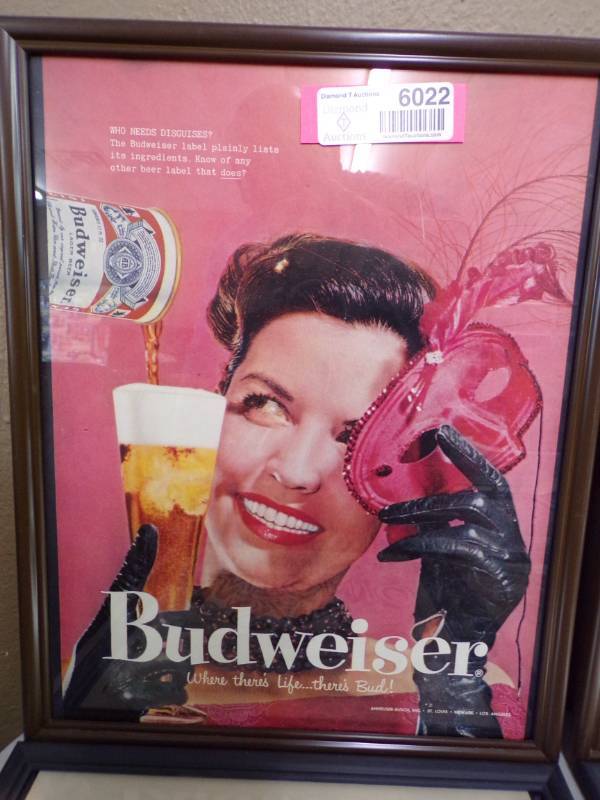 lot 6022 image: FRAMED BUDWEISER AD